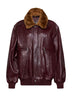 Burgundy textured calf leather bomber jacket