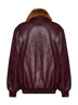 Burgundy textured calf leather bomber jacket