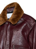 Burgundy textured calf leather bomber jacket