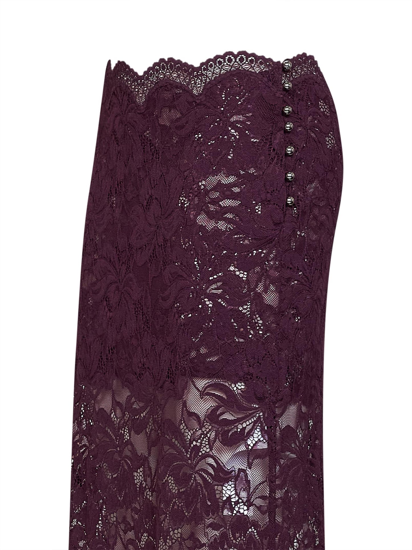 Magenta purple layered stretch lace midi skirt