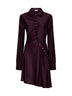 Magenta purple jersey asymmetric gathered mini dress
