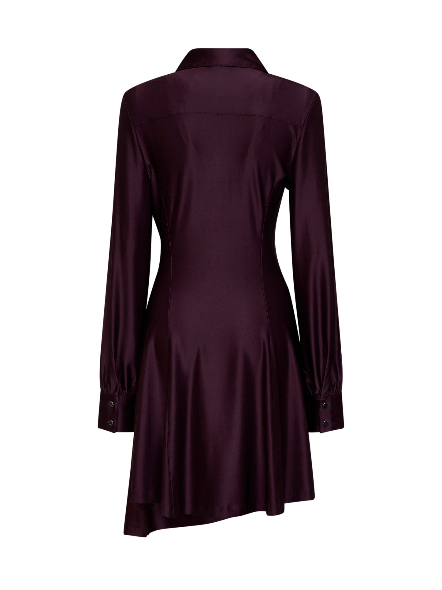 Magenta purple jersey asymmetric gathered mini dress