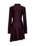 Magenta purple jersey asymmetric gathered mini dress