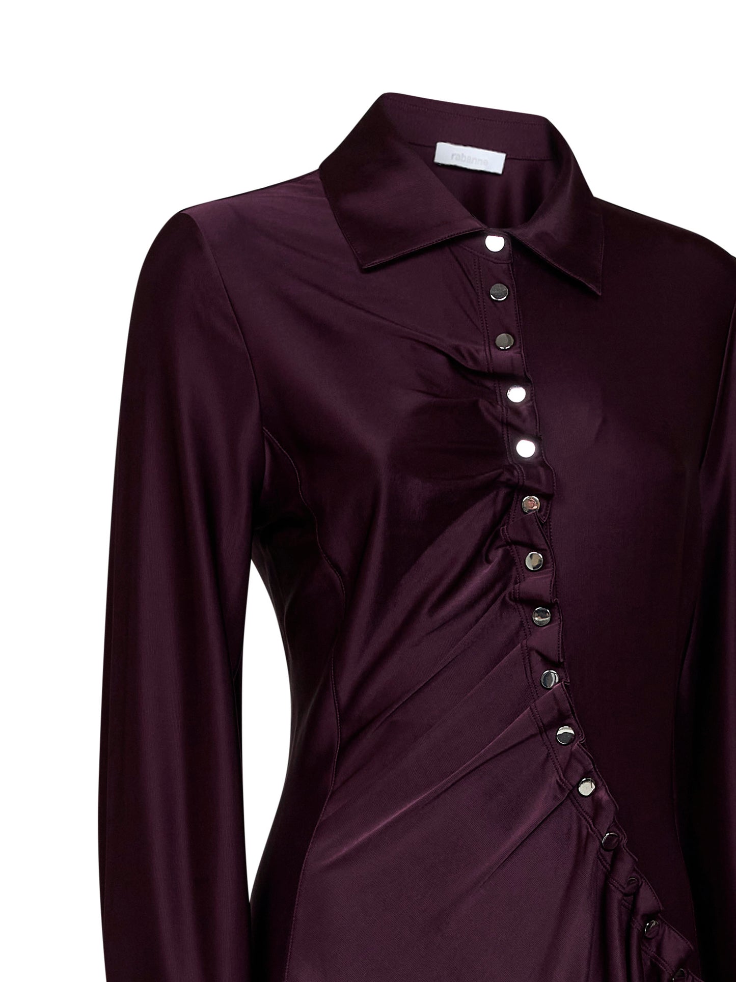 Magenta purple jersey asymmetric gathered mini dress