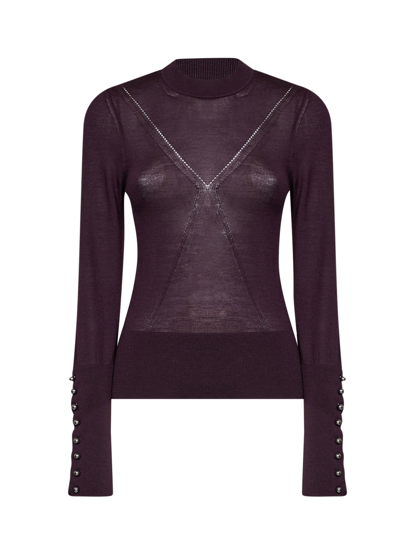 Aubergine wool and silk knit sweater