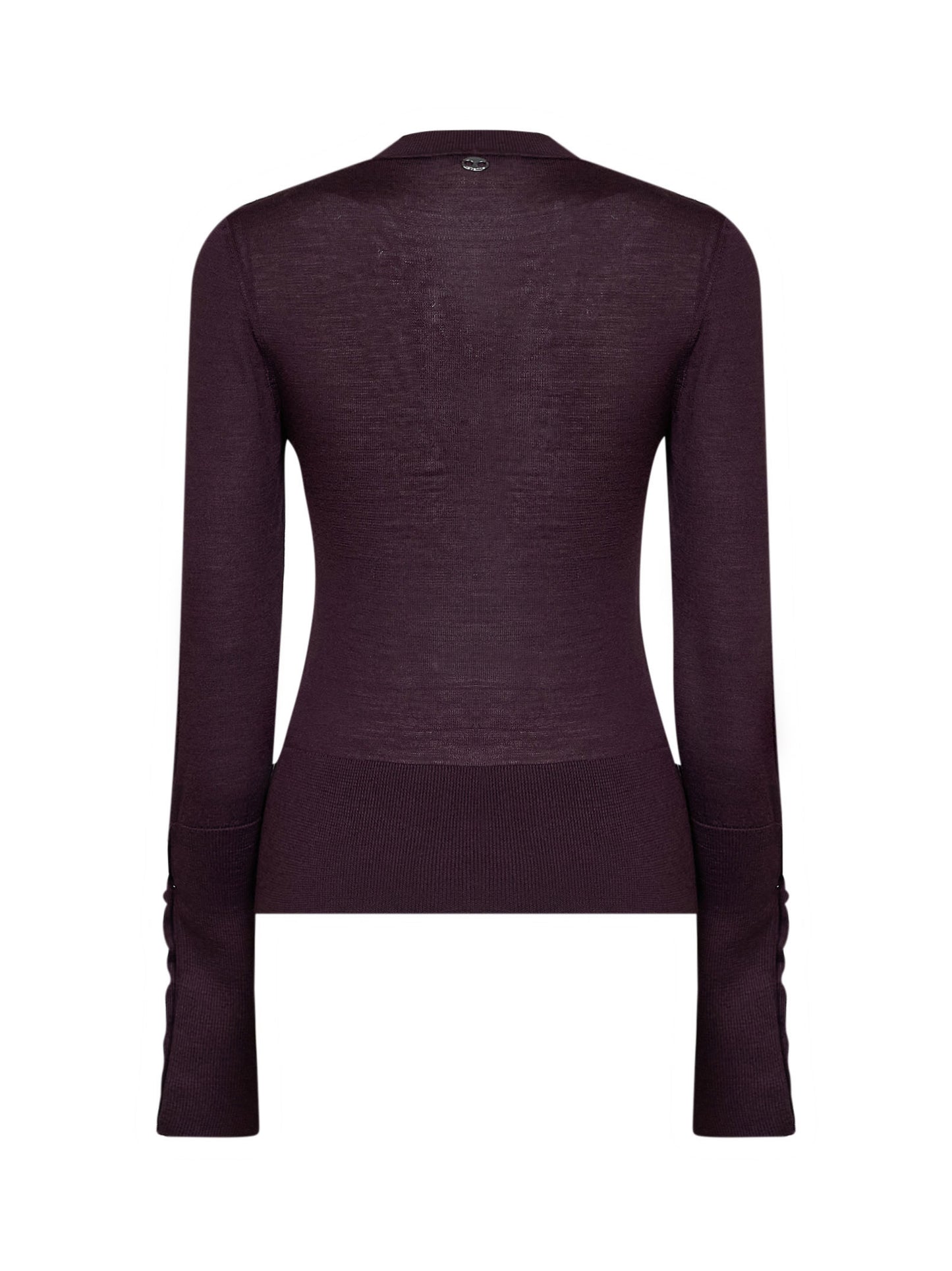 Aubergine wool and silk knit sweater