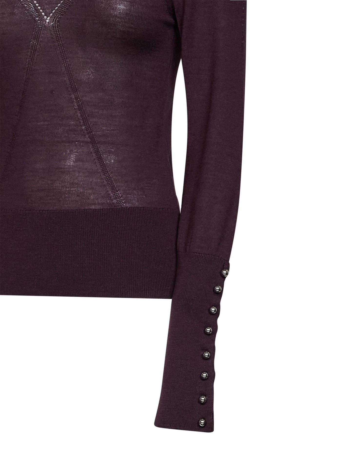 Aubergine wool and silk knit sweater