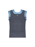 Grey wool and cashmere knit tank top with satin insert