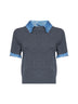 Maglia in lana e cashmere grigio con inserti in raso