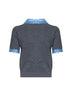 Maglia in lana e cashmere grigio con inserti in raso