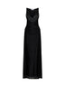 Black viscose jersey and mesh long dress