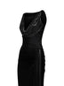 Black viscose jersey and mesh long dress