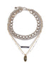 Silver and gold brass 5 Rangs multi-strand necklace