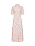 Pink all-over floral embroidery midi dress