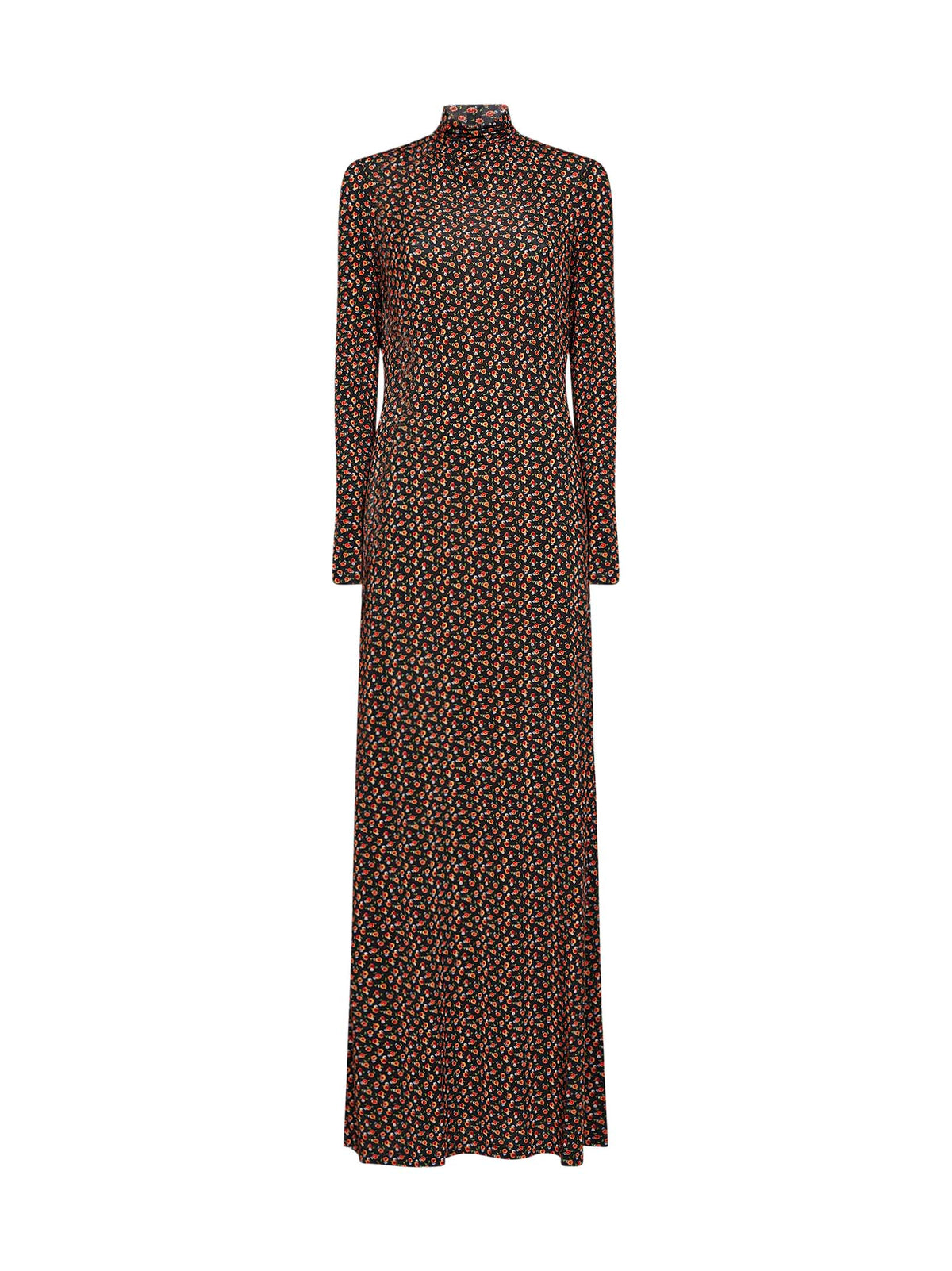 Black floral-print stretch jersey maxi dress