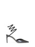 Black nappa leather slingback pumps with crystal snake spiral