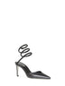 Black nappa leather slingback pumps with crystal snake spiral