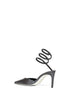 Black nappa leather slingback pumps with crystal snake spiral