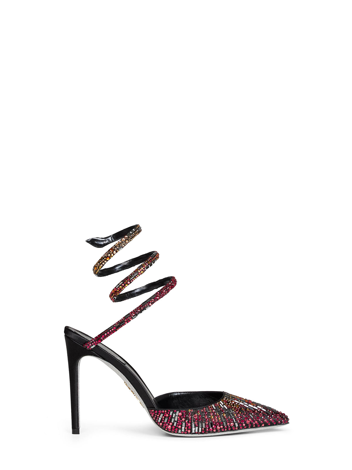 Slingback 105 in raso nero con cristalli Swarovski