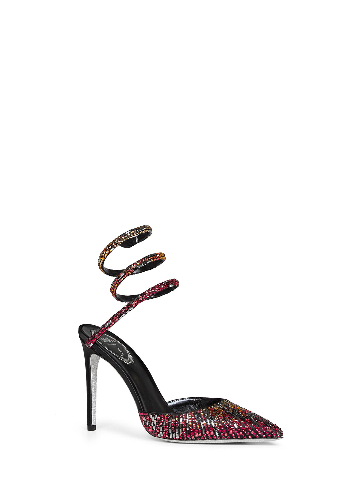 Slingback 105 in raso nero con cristalli Swarovski