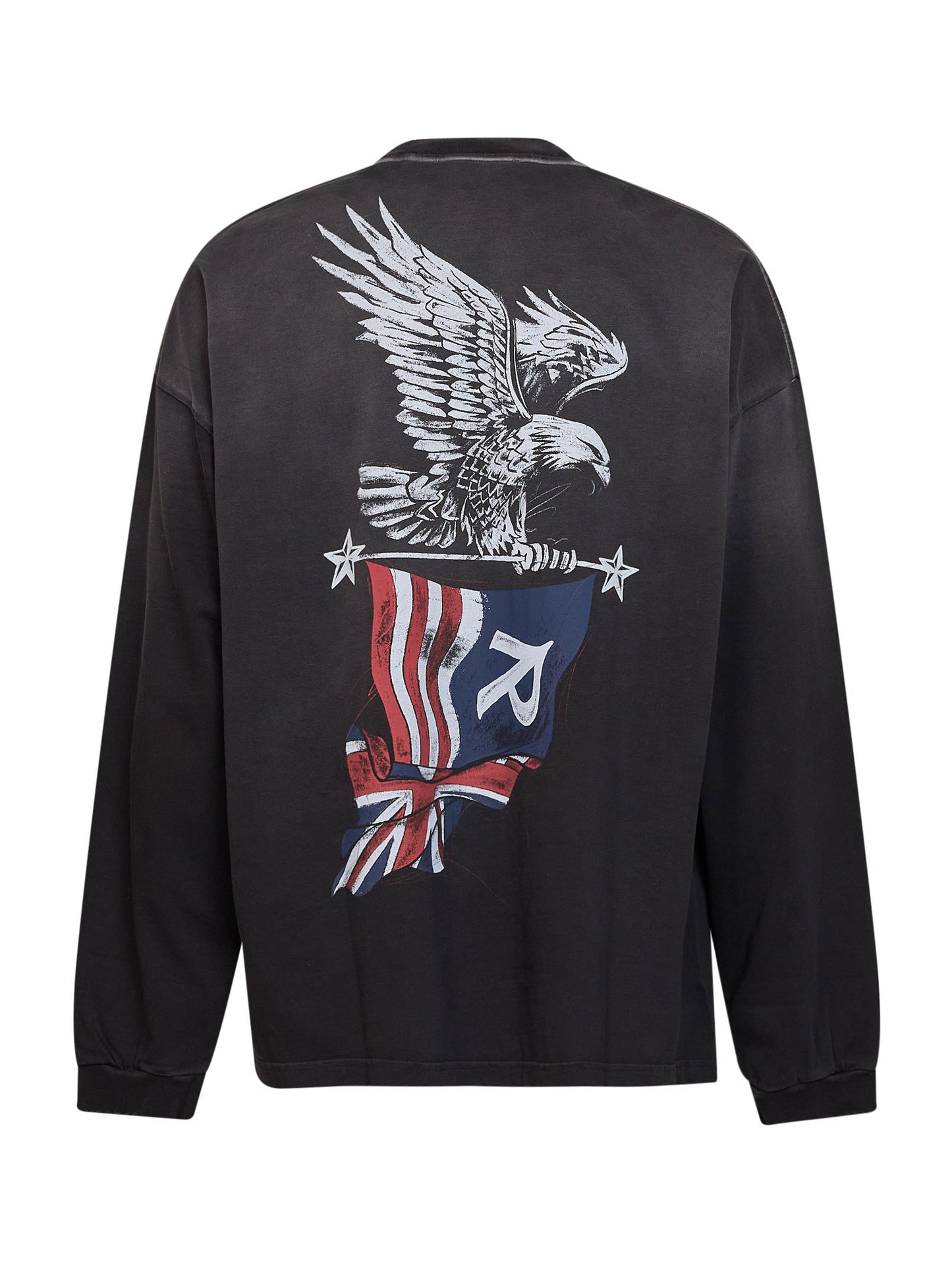 Black cotton jersey Eagle long-sleeved T-shirt