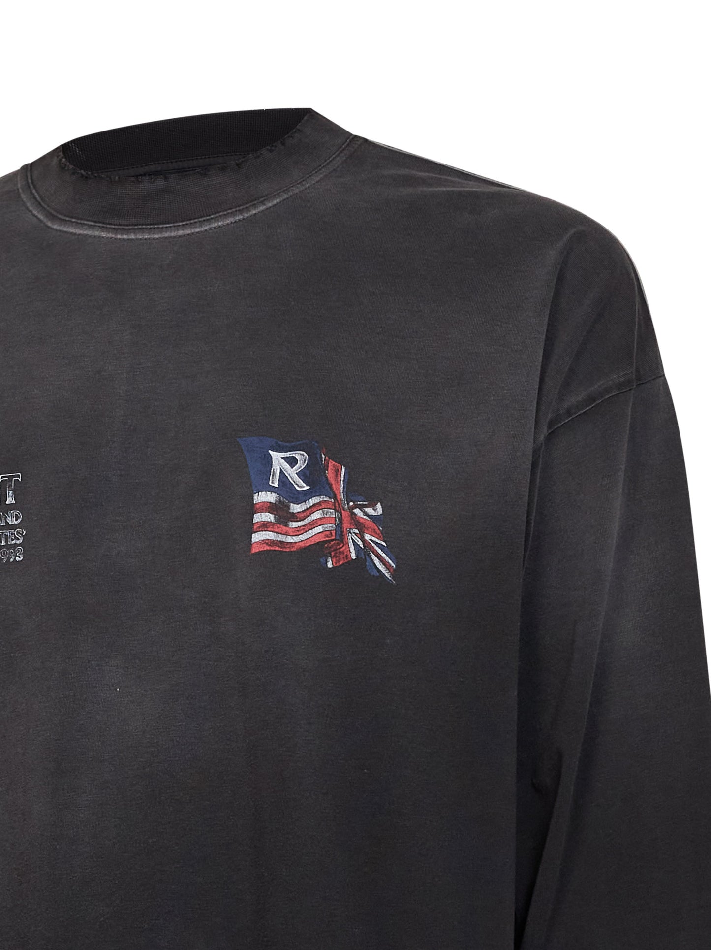 Black cotton jersey Eagle long-sleeved T-shirt