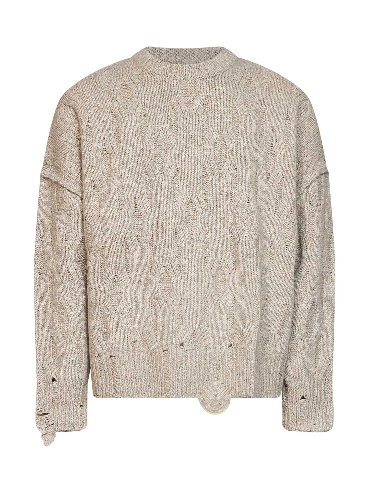 Maglione in misto lana distressed tortora