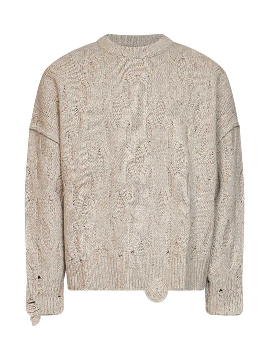 Maglione in misto lana distressed tortora