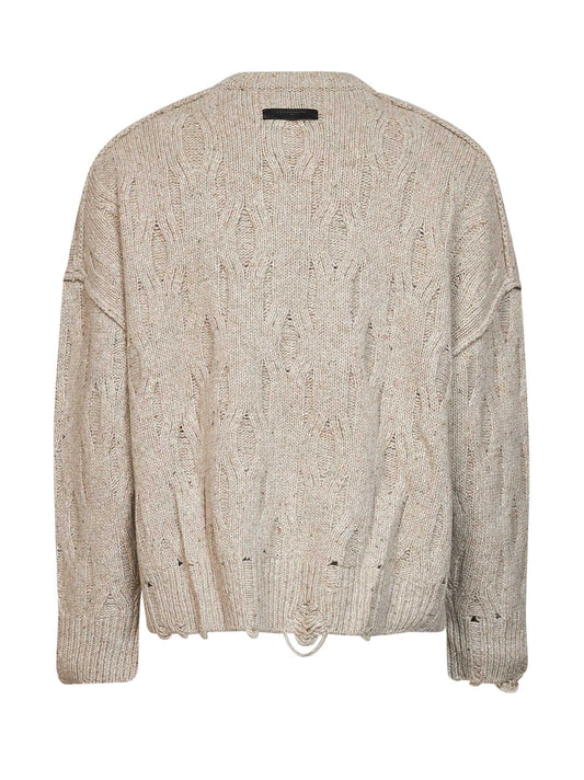 Maglione in misto lana distressed tortora
