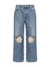 Jeans R3 Baggy in denim di cotone blu con strappi