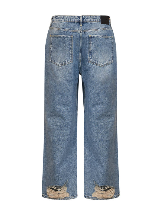 Blue cotton denim R3 Baggy ripped jeans