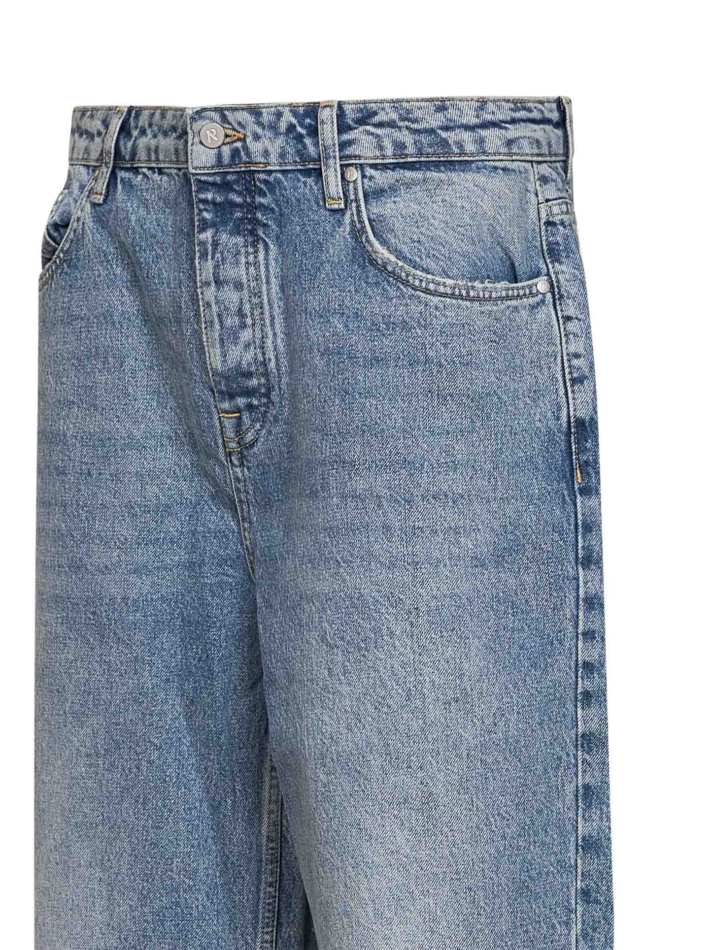 Jeans R3 Baggy in denim di cotone blu con strappi