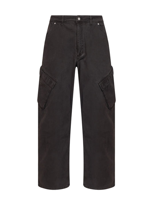 Brown cotton twill cargo trousers