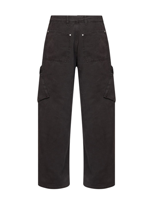 Brown cotton twill cargo trousers