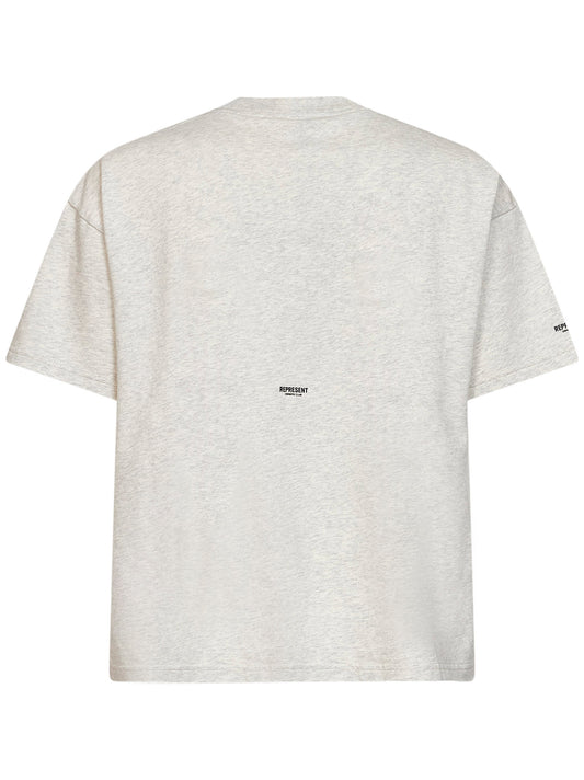 Cream cotton Micro Owners Club T-shirt<BR/>