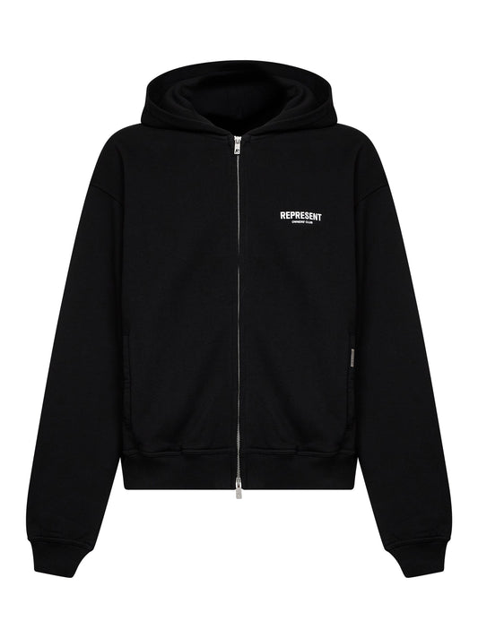Felpa con zip e cappuccio Represent Owners Club nera