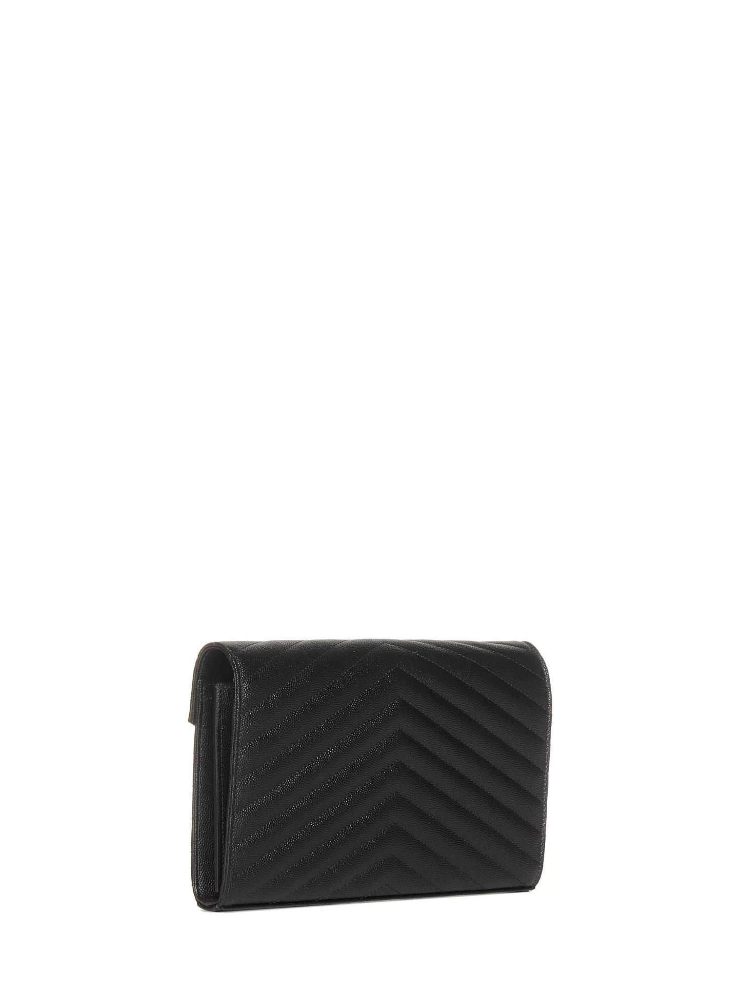 Pochette con catena cassandre classica in pelle grain de poudre