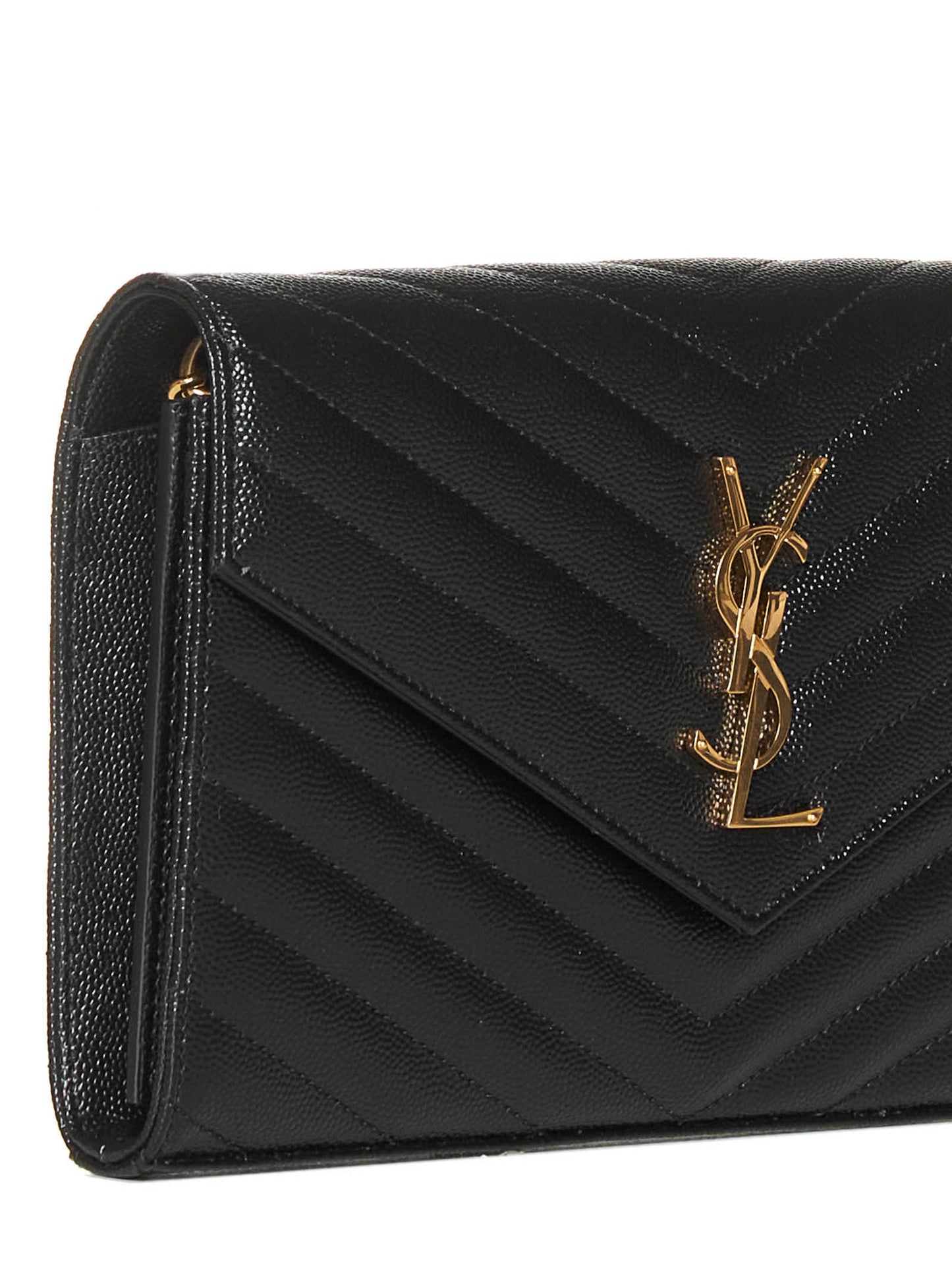Pochette con catena cassandre classica in pelle grain de poudre