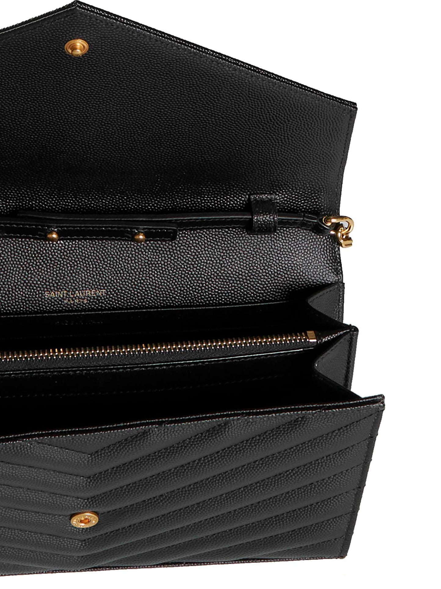 Pochette con catena cassandre classica in pelle grain de poudre