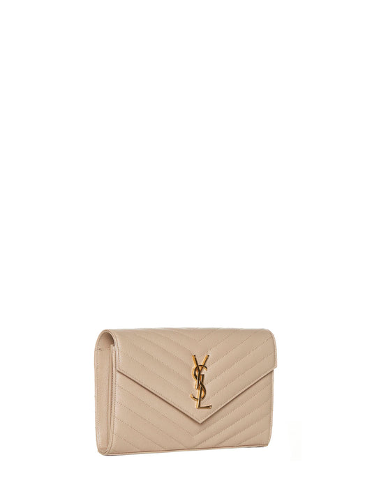 Clutch in pelle trapuntata con logo YSL