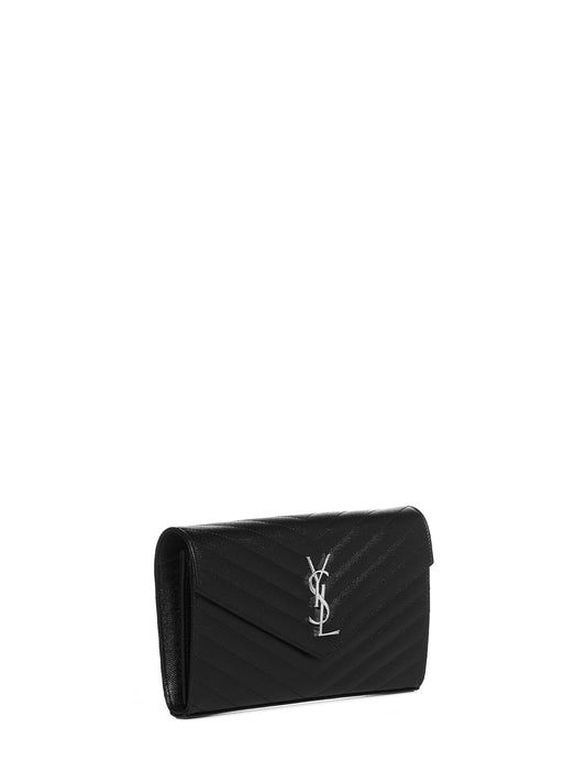 Clutch in pelle trapuntata con logo YSL