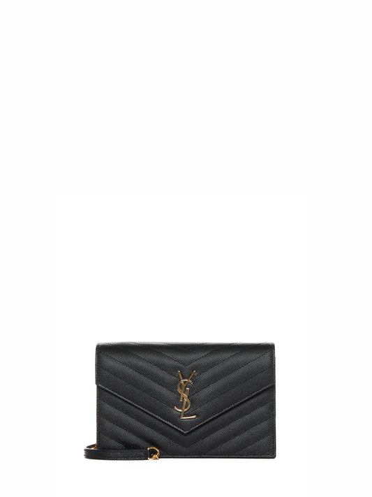 Pochette envelope con catena Cassandre Classica nera