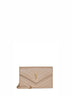 Dark beige Cassandre Classic envelope clutch with chain shoulde strap