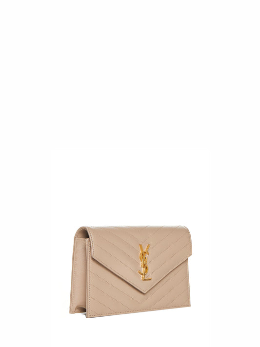 Pochette envelope con catena Cassandre Classica beige scuro