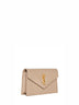 Dark beige Cassandre Classic envelope clutch with chain shoulde strap