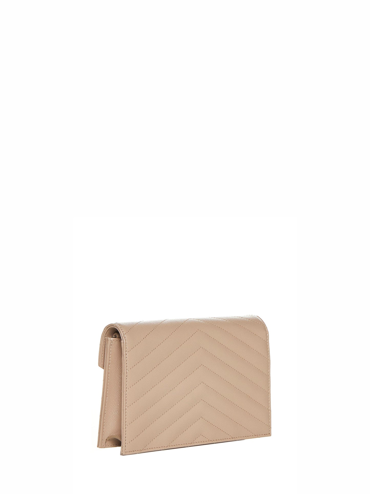 Dark beige Cassandre Classic envelope clutch with chain shoulde strap