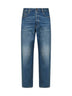 Blue cotton denim mid-rise straight-leg jeans