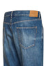Blue cotton denim mid-rise straight-leg jeans