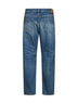 Blue cotton denim mid-rise straight-leg jeans