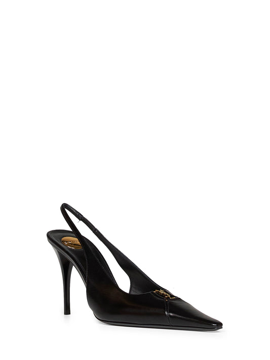 Black leather Babylone 90 slingback pumps